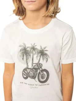 T-shirt en coton blanc uni pourvu d'une coupe droite et d'un col rond