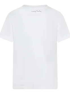 T-shirt en coton blanc uni avec une coupe droite et un col rond