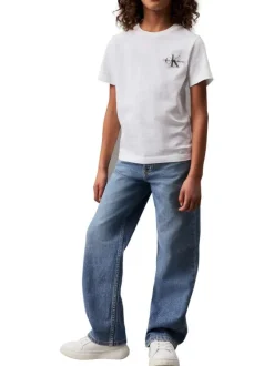 T-shirt en coton blanc uni avec une coupe droite et un col rond