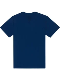 T-shirt en coton bleu électrique uni avec une coupe droite et un col rond
