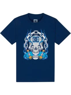 T-shirt en coton bleu électrique uni avec une coupe droite et un col rond