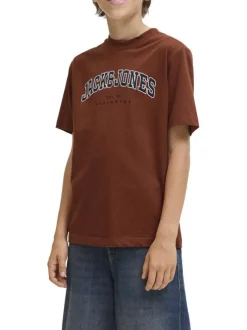 T-shirt en coton brique uni avec une coupe droite et nom iconique