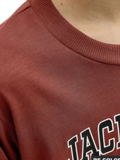 T-shirt en coton brique uni avec une coupe droite et un col rond