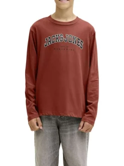 T-shirt en coton brique uni avec une coupe droite et un col rond