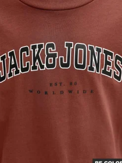 T-shirt en coton brique uni avec une coupe droite et un col rond