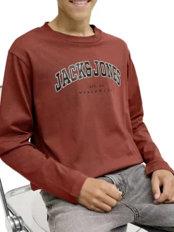 T-shirt en coton brique uni avec une coupe droite et un col rond