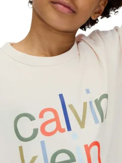 T-shirt en coton écru imprimé à coupe ajustée et un col rond