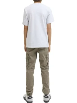 T-shirt en coton gris clair imprimé avec une coupe droite et un col rond