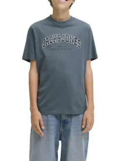 T-shirt en coton gris uni avec une coupe droite et un col rond