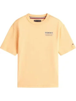 T-shirt en coton jaune pourvu d'une coupe droite et d'un col rond