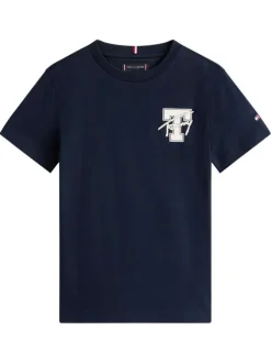 T-shirt en coton marine avec un col rond et des manches courtes