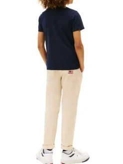 T-shirt en coton marine avec un col rond et des manches courtes