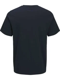 T-shirt en coton marine pourvu d'une coupe droite et d'un col rond