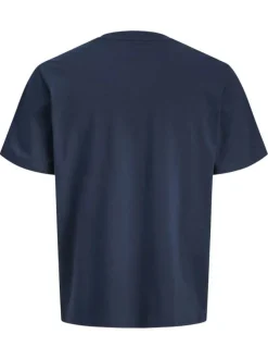 T-shirt en coton marine pourvu d'une coupe droite et d'un col rond