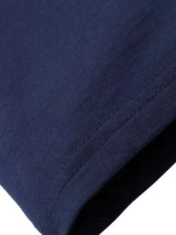 T-shirt en coton marine uni à coupe droite avec col rond et logo blanc