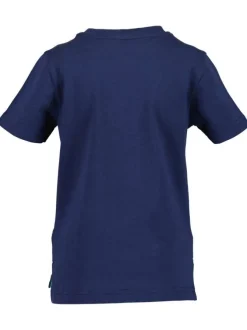 T-shirt en coton marine uni un imprimé dinosaure multicolore