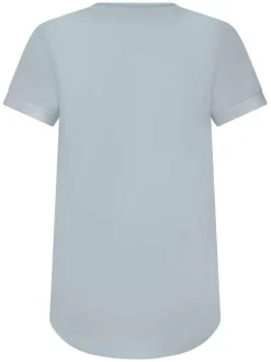 T-shirt en coton mélangé marine uni avec manches élastiquées et broderie