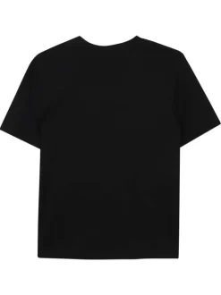 T-shirt en coton noir à coupe droite pourvu du nom de la marque