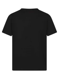 T-shirt en coton noir à coupe droite pourvu d'un col rond et de manches courtes