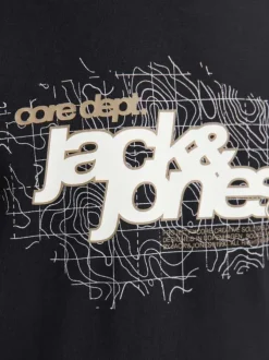T-shirt en coton noir avec logo blanc imprimé et une coupe droite