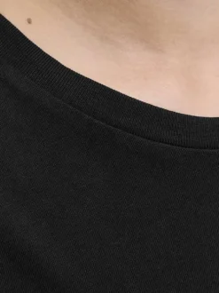 T-shirt en coton noir imprimé avec une coupe droite et un col rond