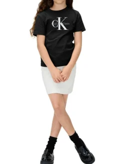 T-shirt en coton noir imprimé logo à coupe droite et à col rond