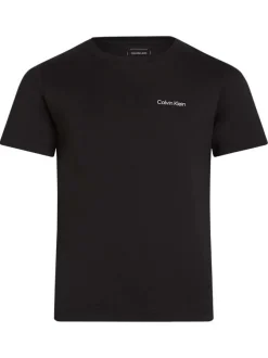 T-shirt en coton noir uni avec une coupe droite et un col rond