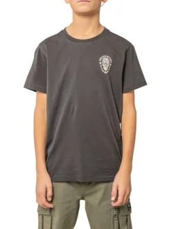 T-shirt en coton noir uni pourvu d'une coupe droite et d'un col rond