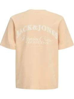 T-shirt en coton pêche orné d'un imprimé de la marque oversize dans le dos