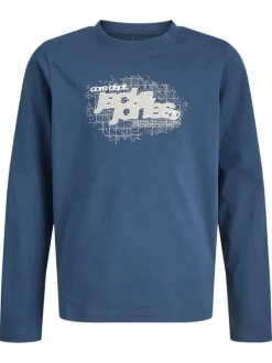 T-shirt en coton pétrole uni avec une coupe droite et un col rond