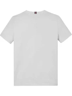T-shirt en coton régénératif blanc à imprimé drapeau, coupe droite et col rond