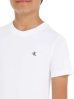 T-shirt en coton régénératif blanc avec une coupe regular fit et un col rond