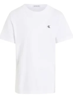 T-shirt en coton régénératif blanc avec une coupe regular fit et un col rond