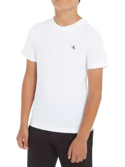 T-shirt en coton régénératif blanc avec une coupe regular fit et un col rond