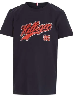 T-shirt en coton régénératif marine uni coupe droite col rond