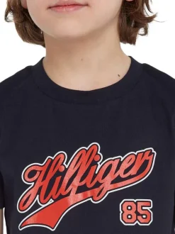 T-shirt en coton régénératif marine uni coupe droite col rond