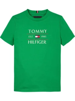 T-shirt en coton régénératif vert à imprimé, coupe droite col rond