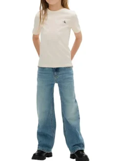 T-shirt en coton sable uni avec une coupe droite et un col rond