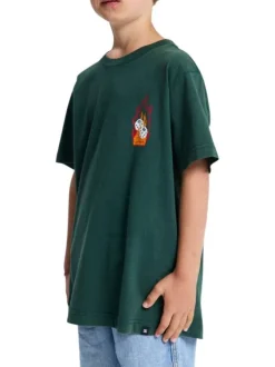 T-shirt en coton vert sapin uni avec un col rond et des manches courtes