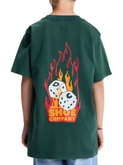 T-shirt en coton vert sapin uni avec un col rond et des manches courtes