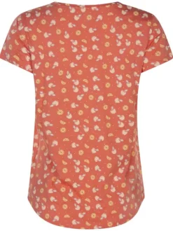 T-shirt Agrume en coton pêche imprimé fruit à coupe droite et col v