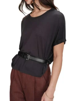 T-shirt anthracite uni avec une coupe droite et des manches courtes