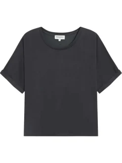 T-shirt anthracite uni avec une coupe droite et des manches courtes