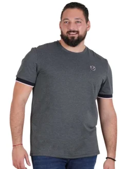 T-shirt anthracite uni avec une coupe droite un col rond et des manches courtes