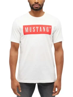 T-shirt Austin en coton blanc à coupe droite avec col rond et logo rouge imprimé