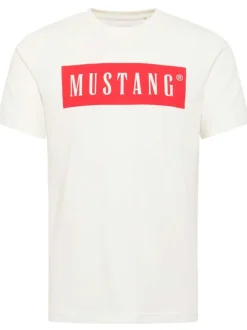 T-shirt Austin en coton blanc à coupe droite avec col rond et logo rouge imprimé