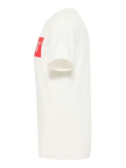 T-shirt Austin en coton blanc à coupe droite avec col rond et logo rouge imprimé