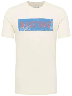 T-shirt Austin en coton blanc à imprimé orange et bleu et à col rond