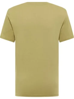 T-shirt Austin en coton kaki à imprimé marque central, coupe droite et col rond