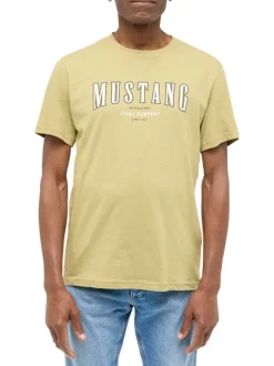 T-shirt Austin en coton kaki à imprimé marque central, coupe droite et col rond